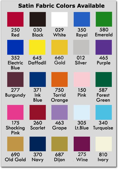satin colors for stole and sash